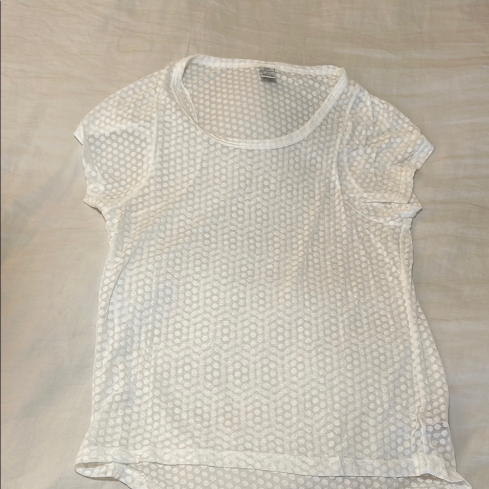 Prana White Short Sleeve T-Shirt with Round Neckline